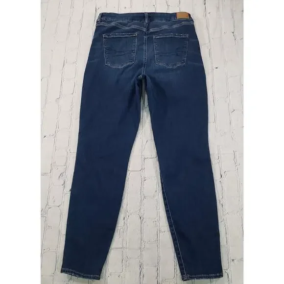 American Eagle WOMENS 14 LONG Curvy Hi Rise Jegging Blue Next Level Stretch - Picture 3 of 14